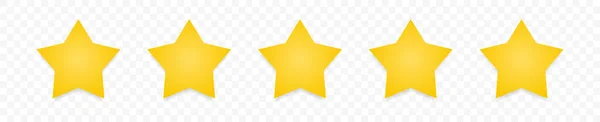 Símbolos Calidad Conjunto Estrellas Amarillas Cinco Puntas Con Sombra Aislada — Vector de stock