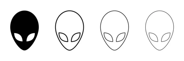 Establecer Iconos Extraterrestre Cara Extraterrestre Símbolo Cabeza Icono Plano Para — Archivo Imágenes Vectoriales