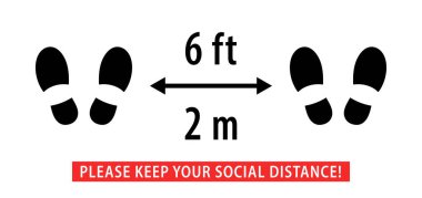 Sosyal mesafeler kişisel sağlık için 2 metre ve 2 metre. İnsanlar mesafesini koruyor. Mesafe işareti. Vektör izole nesneler.