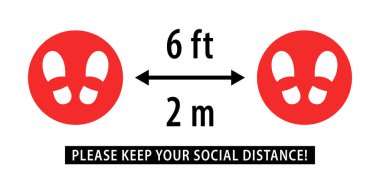 Sosyal mesafeler kişisel sağlık için 2 metre ve 2 metre. İnsanlar mesafesini koruyor. Mesafe işareti. Vektör izole nesneler.