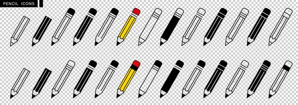 Pencil Icons Set Editing Symbol Websites Internet Resources Pencil Eraser — Stock Vector