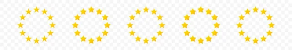 Значки Вектора Золотой Звезды Желтые Звёзды Форме Круга Векторная Иллюстрация — стоковый вектор