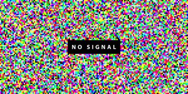 TV ekran koruyucu için piksel arkaplanı. Sinyal yok. Bir çok kareden dalga. Ekranda renkli dalgalar var. Vektör