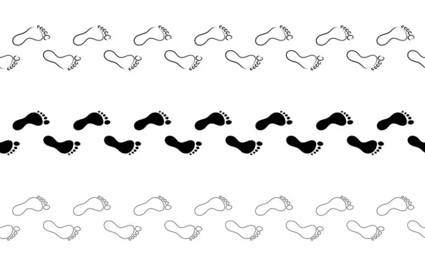 Επίπεδη Γραμμική Σχεδίαση Ίχνη Από Ανθρώπινο Πόδι Χωρίς Παπούτσια Μαύρα — Διανυσματικό Αρχείο