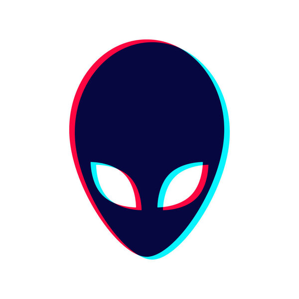 Внеземное чужеродное лицо или плоский символ головы для приложений и веб-сайтов. Векторная иллюстрация.