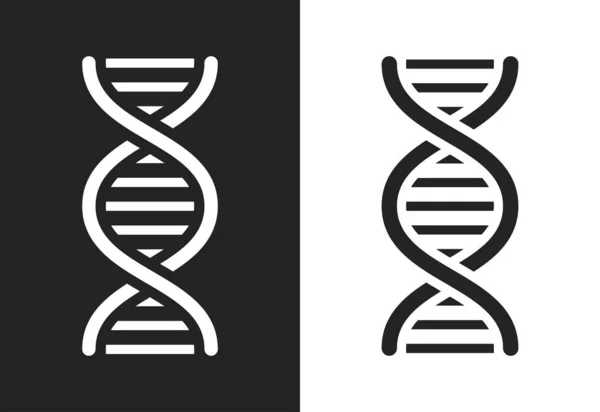 Gene Flat Linear Icon Dark White Medical Scientific Symbol Isolated — Stock Vector