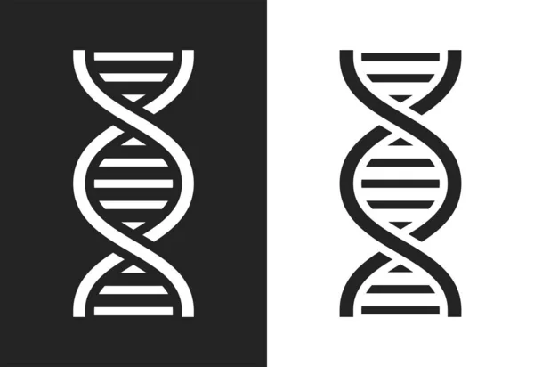 Icono Lineal Plano Genes Símbolo Científico Médico Blanco Oscuro Aislado — Archivo Imágenes Vectoriales
