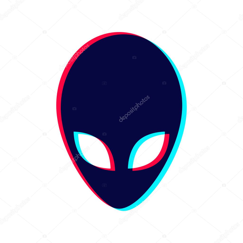 Extraterrestrial alien face or head symbol flat icon for apps and websites. Vector illustration.