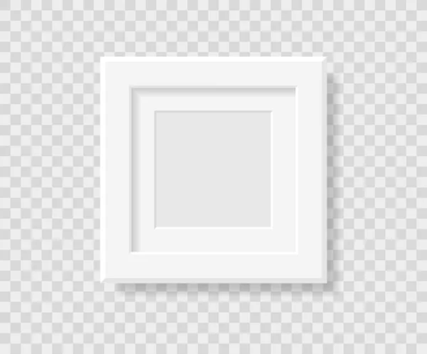 Реалистичный Шаблон Фоторамки Белая Квадратная Рамка Плоскости Тенью Векторный Элемент — стоковый вектор