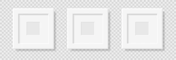 Реалистичный Шаблон Фоторамки Набор Белых Квадратных Рамок Плоскости Тенью Векторные — стоковый вектор