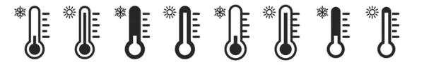 Ensemble Icônes Linéaires Plates Thermomètre Avec Balance Flocon Neige Pour — Image vectorielle