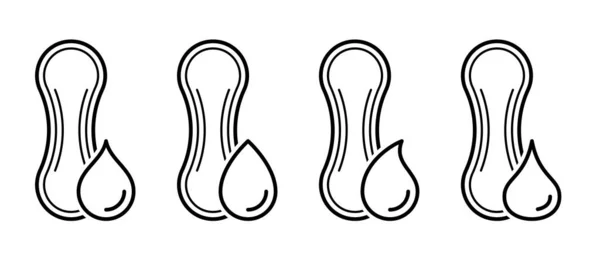 Flaches Lineares Design Set Von Symbolen Eine Damenserviette Mit Einem — Stockvektor