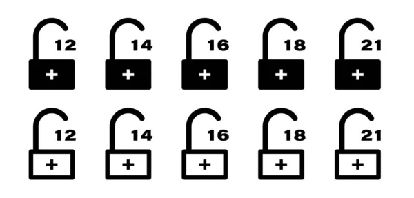 Diseño Lineal Plano Límite Edad Signos Conceptuales Establecidos Símbolo Restricción — Vector de stock