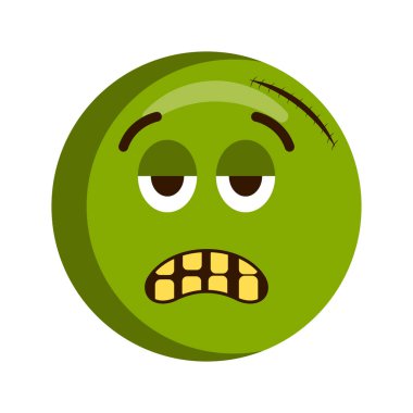 Üzgün yaralı emoji simgesi. Vektör çizim tasarım