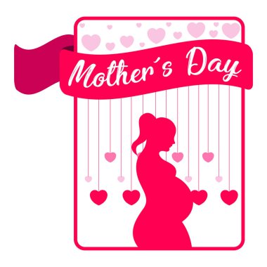 Bir anne silueti ile kartı. Anneler günü