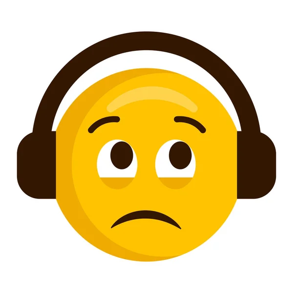 带耳机图标的悲伤 emoji 表情 — 图库矢量图片