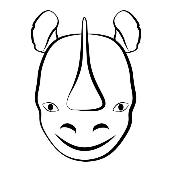 Icône de contour de rhinocéros isolé — Image vectorielle