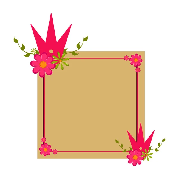 Цветок и корона на карточке — стоковый вектор
