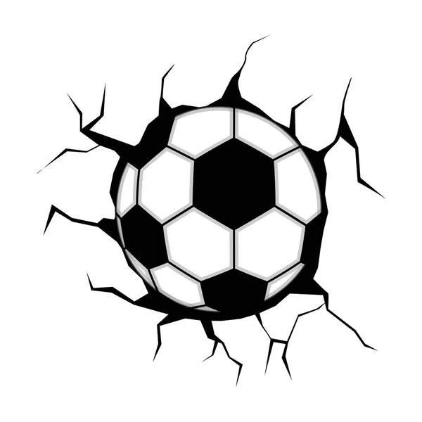 Pelota de fútbol pegada en un icono de la pared — Vector de stock