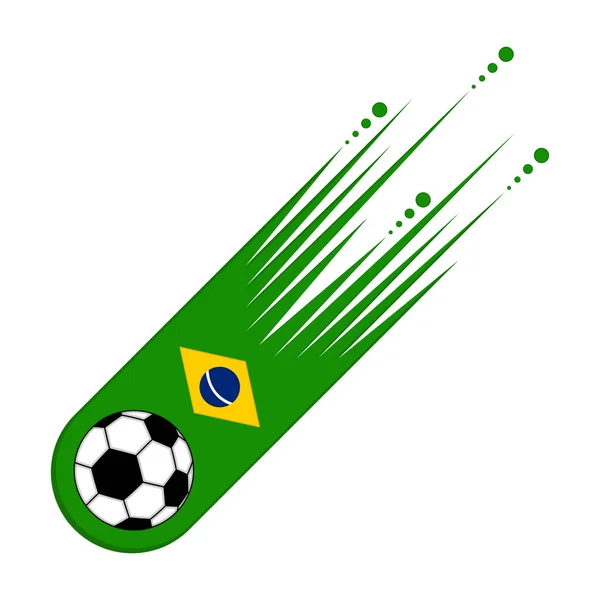 Ballon de football avec le drapeau du Brésil — Image vectorielle