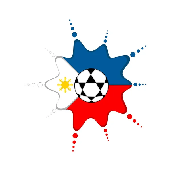 Bola Futebol Num Emblema Filipino Desenho Ilustração Vetorial — Vetor de Stock