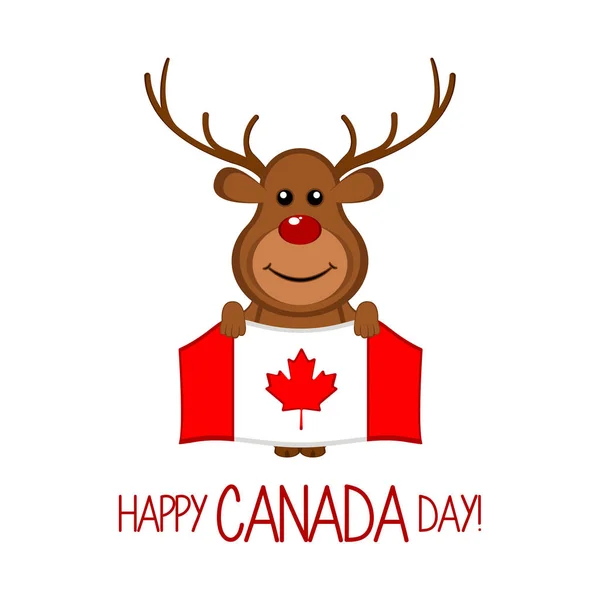 Oca che tiene la bandiera del Canada. Giorno del Canada — Vettoriale Stock