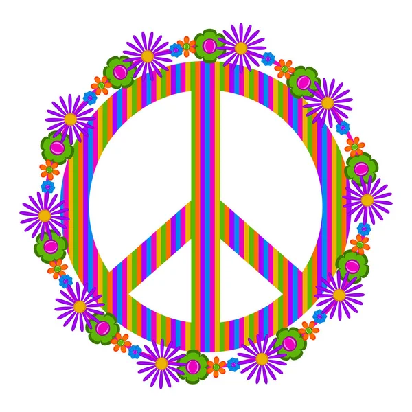 Isolated floral peace symbol — Stock Vector