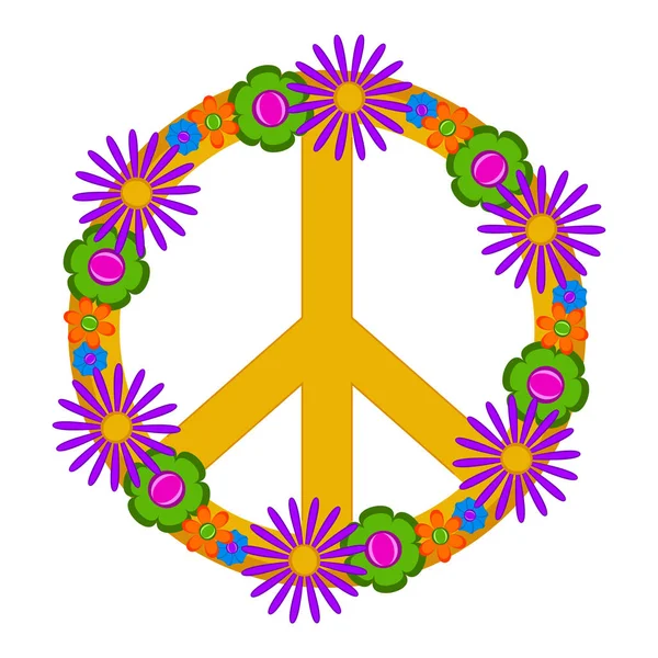Símbolo Paz Floral Isolado Desenho Ilustração Vetorial — Vetor de Stock