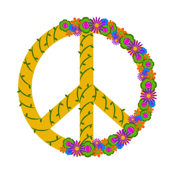 Isolated floral peace symbol — Stock Vector
