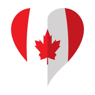 Kanada bayrağı izole kalp şeklindeki