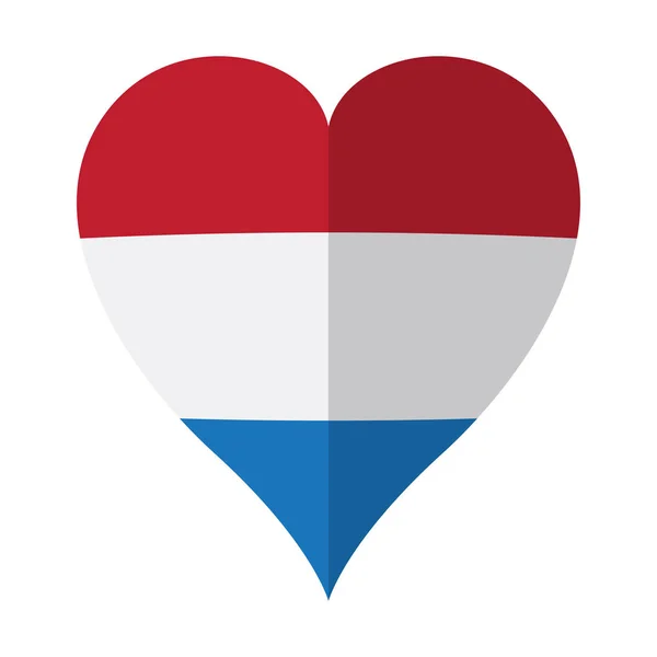 Drapeau isolé des Pays-Bas en forme de coeur — Image vectorielle