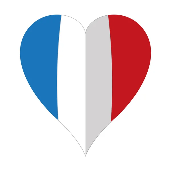 Na białym tle flaga Francji w kształcie serca — Wektor stockowy