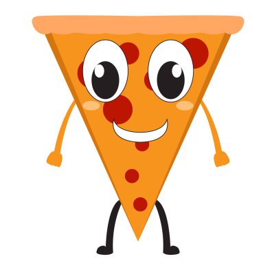 İzole mutlu dilim pizza. Vektör çizim tasarım