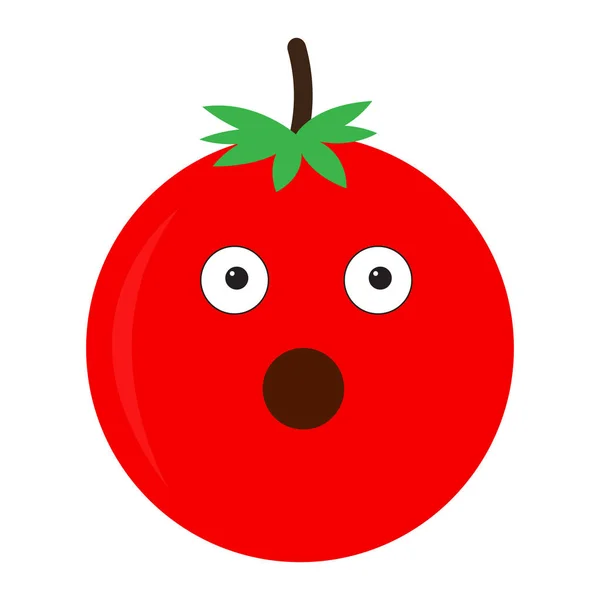 Geïsoleerde verrast tomaat emote — Stockvector