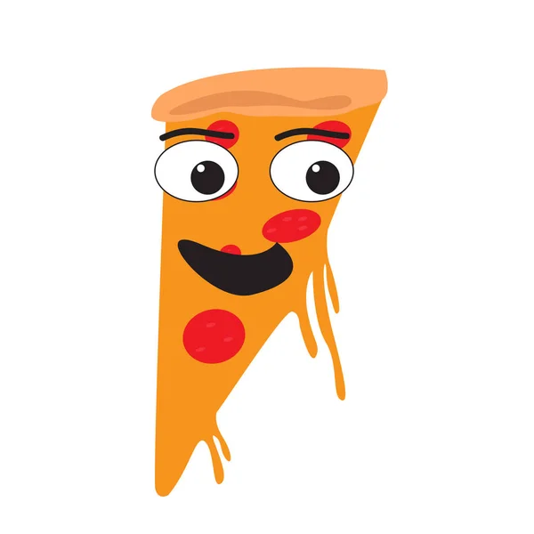 İzole mutlu dilim pizza — Stok Vektör