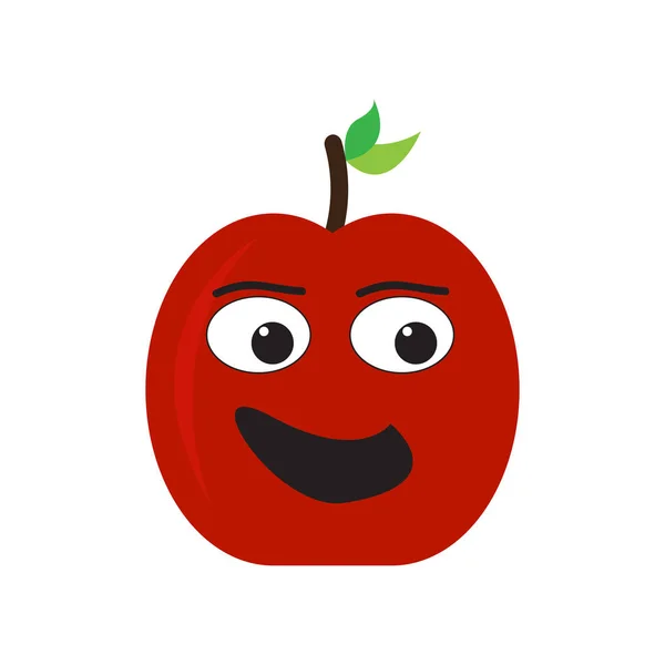 Pomme heureuse isolée emote — Image vectorielle
