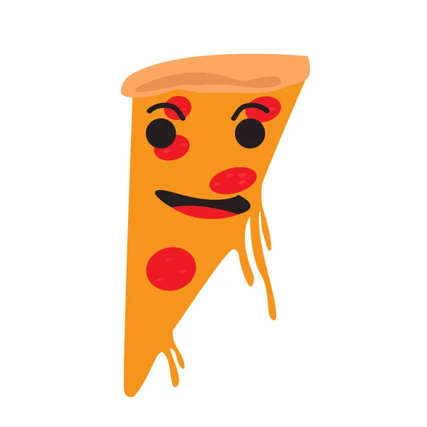 Απομονωμένη ευτυχισμένη φέτα της πίτσας — Διανυσματικό Αρχείο