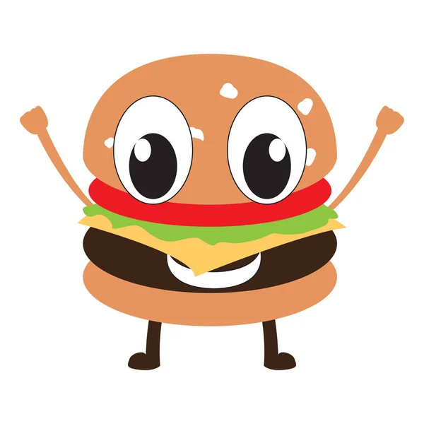 İzole mutlu burger emote — Stok Vektör