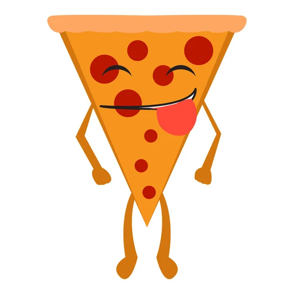 Fatia feliz isolada de pizza — Vetor de Stock