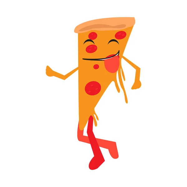 Geïsoleerde gelukkig plak van pizza — Stockvector
