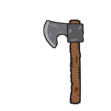 İzole pixelated balta simgesi