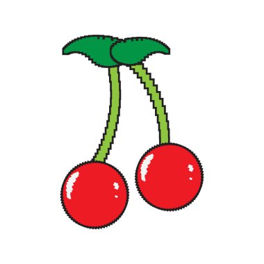 İzole pixelated kiraz simgesi