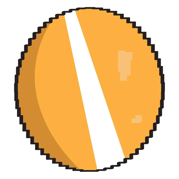 Isolerade pixelated gyllene mynt ikonen — Stock vektor