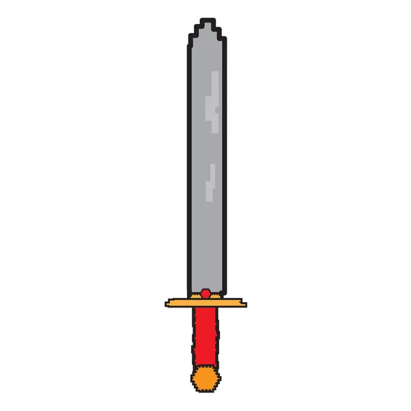 Ícone de espada pixelado isolado — Vetor de Stock