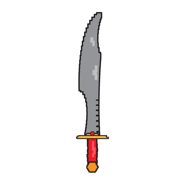 Ícone de espada pixelado isolado — Vetor de Stock