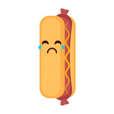 İzole ağlayan sosisli sandviç emote