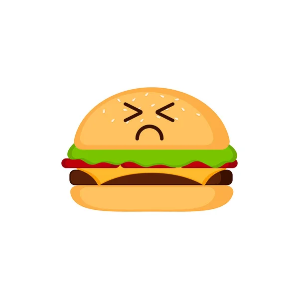 Hamburguesa triste aislada emote — Vector de stock