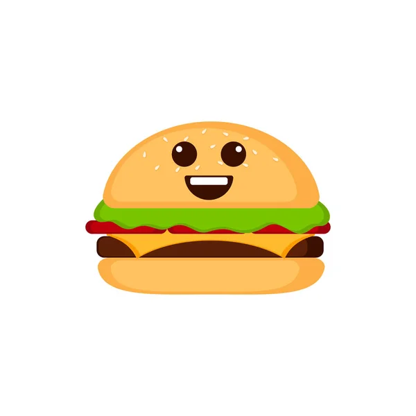 Emote de hambúrguer feliz isolado — Vetor de Stock