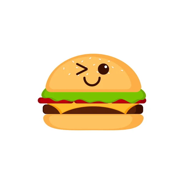 Изолированный счастливый гамбургер эмоте — стоковый вектор