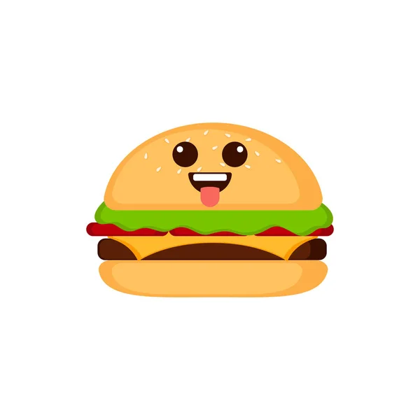 Isolé hamburger heureux emote — Image vectorielle